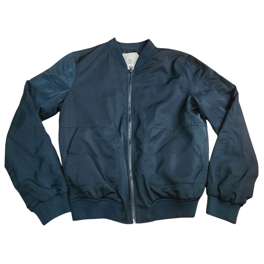Anthropologie Hei Hei‎ Satin Bomber Jacket Green Zip Front Women's XS